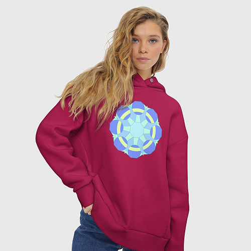 Женское худи оверсайз Орнамент графический / Маджента – фото 3