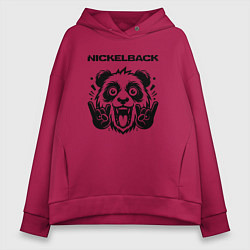 Толстовка оверсайз женская Nickelback - rock panda, цвет: маджента