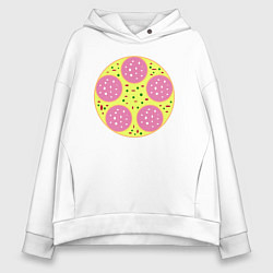 Толстовка оверсайз женская Геометрическая пицца, цвет: белый