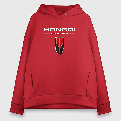 Женское худи оверсайз Hongqi - logo / Красный – фото 1