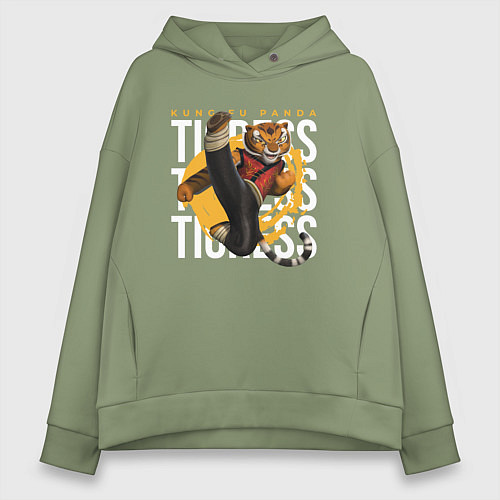Женское худи оверсайз Мастер Тигрица кунг фу панда / Авокадо – фото 1