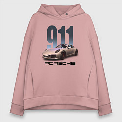 Толстовка оверсайз женская Порше 911 спортивный автомобиль, цвет: пыльно-розовый