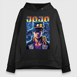 Толстовка оверсайз женская Jojo - Jotaro Kujo ai art, цвет: черный