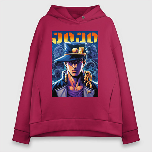 Женское худи оверсайз Jojo - Jotaro Kujo ai art / Маджента – фото 1