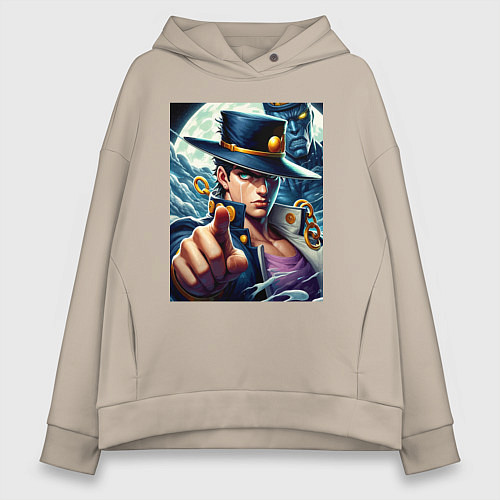 Женское худи оверсайз Jojo and his new stand ai art fantasy / Миндальный – фото 1