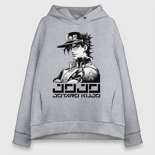 Женское худи оверсайз Jotaro Kujo - jojo ai art / Меланж – фото 1
