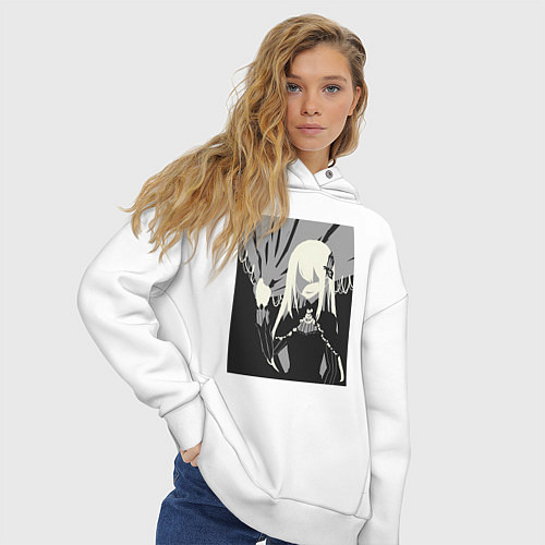 Женское худи оверсайз ReZero Ехидна / Белый – фото 3