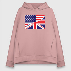 Толстовка оверсайз женская США и Великобритания, цвет: пыльно-розовый
