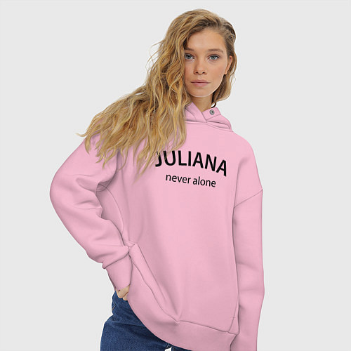 Женское худи оверсайз Juliana never alone - motto / Светло-розовый – фото 3