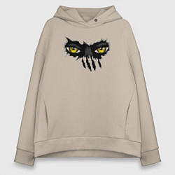 Толстовка оверсайз женская Глаза смотрят, цвет: миндальный