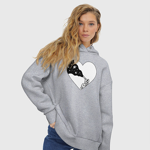 Женское худи оверсайз Любовь к космосу / Меланж – фото 3