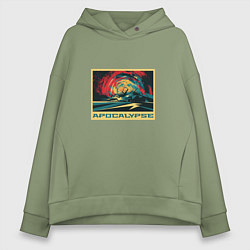 Толстовка оверсайз женская Апокалипсис скоро, цвет: авокадо
