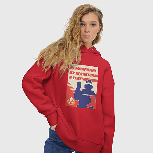 Женское худи оверсайз Helldivers 2: Демократия нуждается в тебе / Красный – фото 3