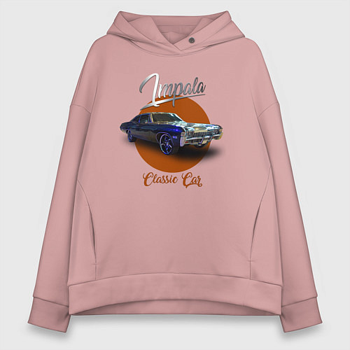 Женское худи оверсайз Американская автоклассика Chevrolet Impala / Пыльно-розовый – фото 1