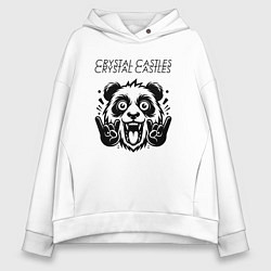 Толстовка оверсайз женская Crystal Castles - rock panda, цвет: белый