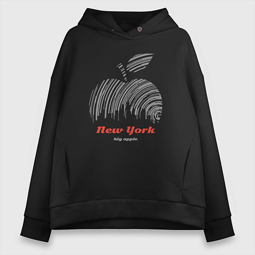 Женское худи оверсайз New York big apple / Черный – фото 1