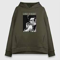 Толстовка оверсайз женская Django Reinhardt legendary jazz guitarist, цвет: хаки