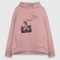 Толстовка оверсайз женская Кассетная лента, цвет: пыльно-розовый