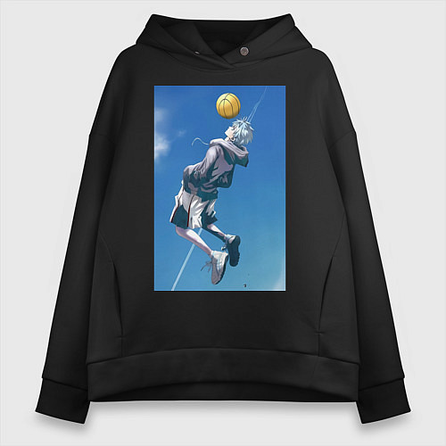 Женское худи оверсайз Баскетбол Тэцуя Куроко арт / Черный – фото 1