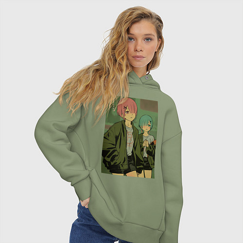 Женское худи оверсайз Рам Рем / Авокадо – фото 3