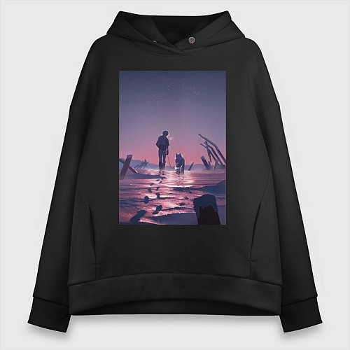 Женское худи оверсайз Для тебя Бессмертный Фуши / Черный – фото 1