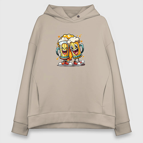 Женское худи оверсайз Живи на полную катушку / Миндальный – фото 1