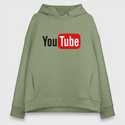 Толстовка оверсайз женская You tube logo, цвет: авокадо