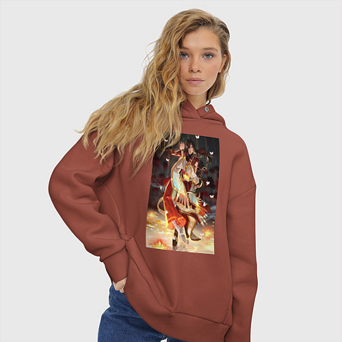 Женское худи оверсайз Чэн Хуа Лянь Се танец / Кирпичный – фото 3