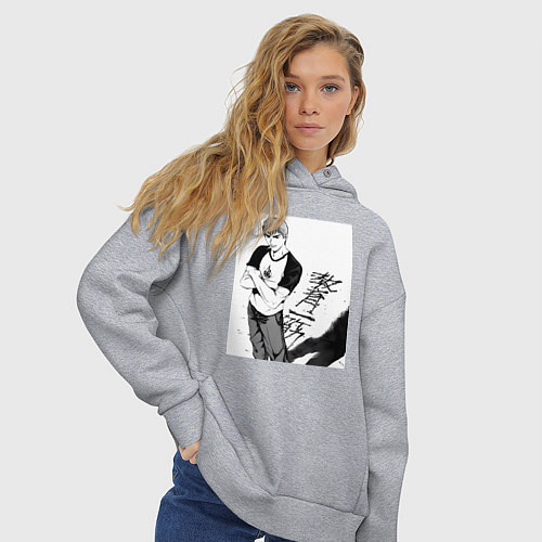 Женское худи оверсайз Эйкити Онидзука учитель / Меланж – фото 3