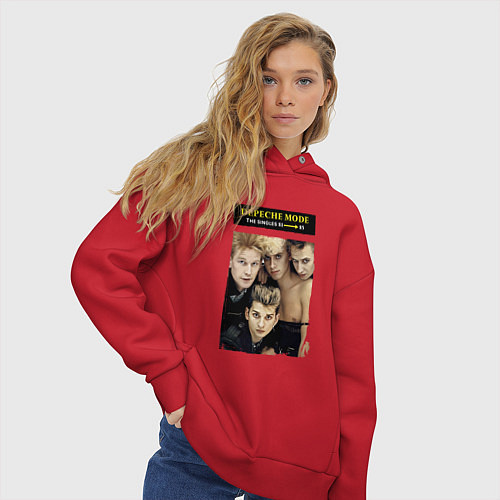 Женское худи оверсайз Depeche Mode - Singles / Красный – фото 3