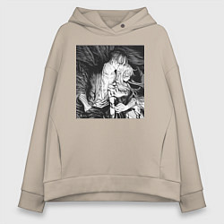 Толстовка оверсайз женская Ашаф ворон, цвет: миндальный