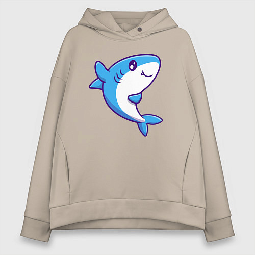 Женское худи оверсайз Дружелюбная акула / Миндальный – фото 1