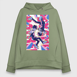 Толстовка оверсайз женская Моб Психо 100 Экубо экстрасенс, цвет: авокадо