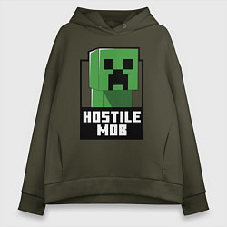 Толстовка оверсайз женская Minecraft hostile mob, цвет: хаки