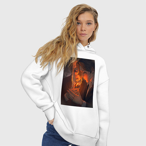 Женское худи оверсайз Патриотизм Мориарти Шерлок Холмс Детектив / Белый – фото 3