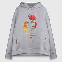 Толстовка оверсайз женская Джинн и золотая рыбка, цвет: меланж