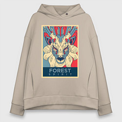 Толстовка оверсайз женская Принцесса Мононоке лесной дух, цвет: миндальный