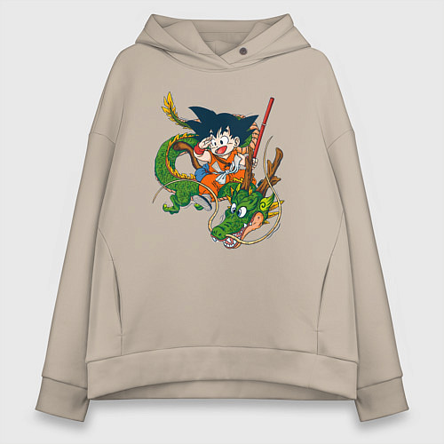 Женское худи оверсайз Драконий жемчуг Гоку Сон / Миндальный – фото 1
