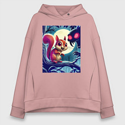 Толстовка оверсайз женская Милая пушистая лесная белочка - ужас, цвет: пыльно-розовый