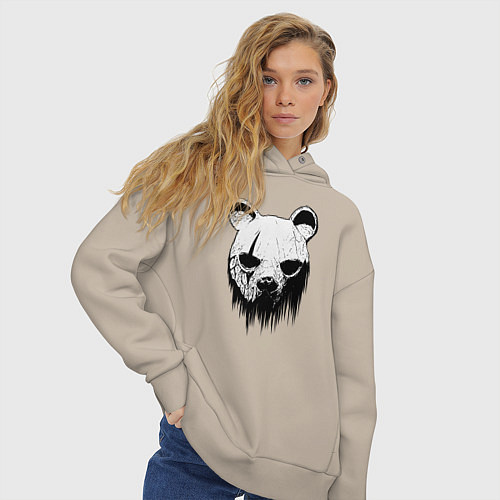 Женское худи оверсайз Медвежья маска / Миндальный – фото 3