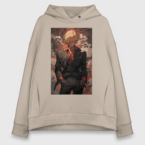 Женское худи оверсайз Ван-Пис Санджи кок / Миндальный – фото 1