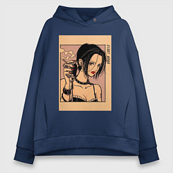 Толстовка оверсайз женская Нана Осаки Вокалистка панк-группы Black Stones, цвет: тёмно-синий