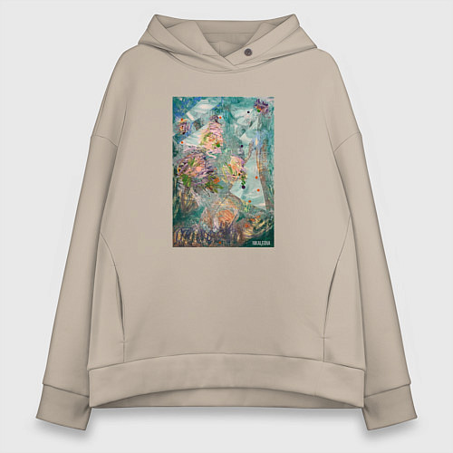 Женское худи оверсайз Позитивная Абстрактная Картина / Миндальный – фото 1