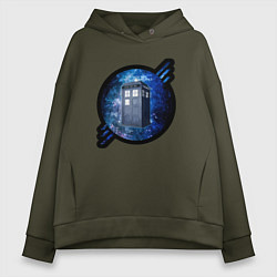 Толстовка оверсайз женская Tardis in space, цвет: хаки