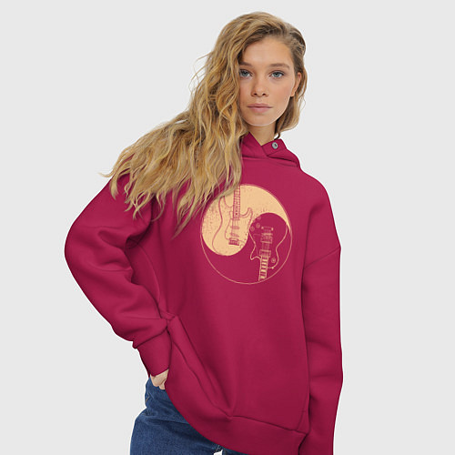 Женское худи оверсайз Инь ян гитарки / Маджента – фото 3