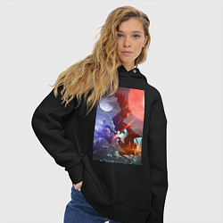Толстовка оверсайз женская Моя геройская академия Кацуки Бакуго Идзуку Мидори, цвет: черный — фото 2