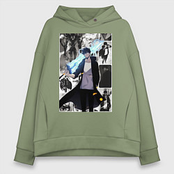 Толстовка оверсайз женская Поднятие уровня в одиночку Джину Сон охотник колла, цвет: авокадо