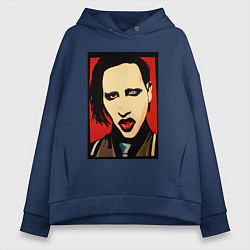 Толстовка оверсайз женская Marilyn Manson face, цвет: тёмно-синий