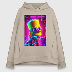 Толстовка оверсайз женская Cyber Bart - neon glow fantasy, цвет: миндальный