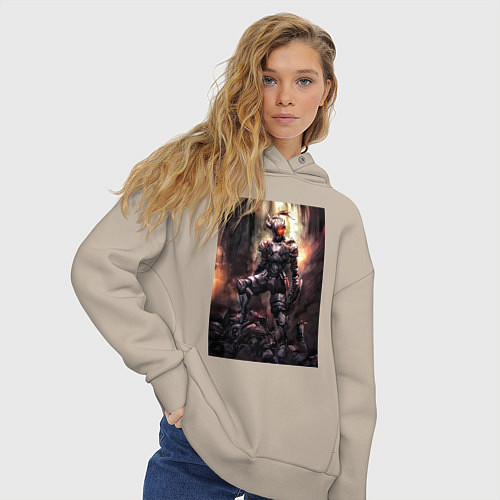 Женское худи оверсайз Убийца гоблинов рыцарь / Миндальный – фото 3